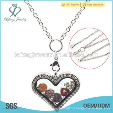 Coração de aço inoxidável de alta qualidade flutuante locket cadeia locket colar